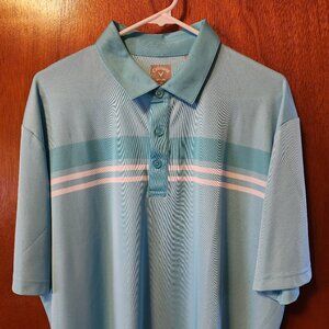 Men's XL Callaway Opti-Dri Teal Striped Short Sleeve Performance Golf Polo Shirt